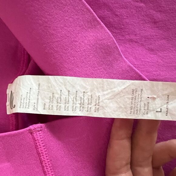 Fabletics Sculpt knit hot pink lattice side leggings size L - Picture 7 of 7